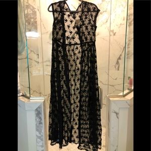 NWT size 1 sleeveless black lace kimono